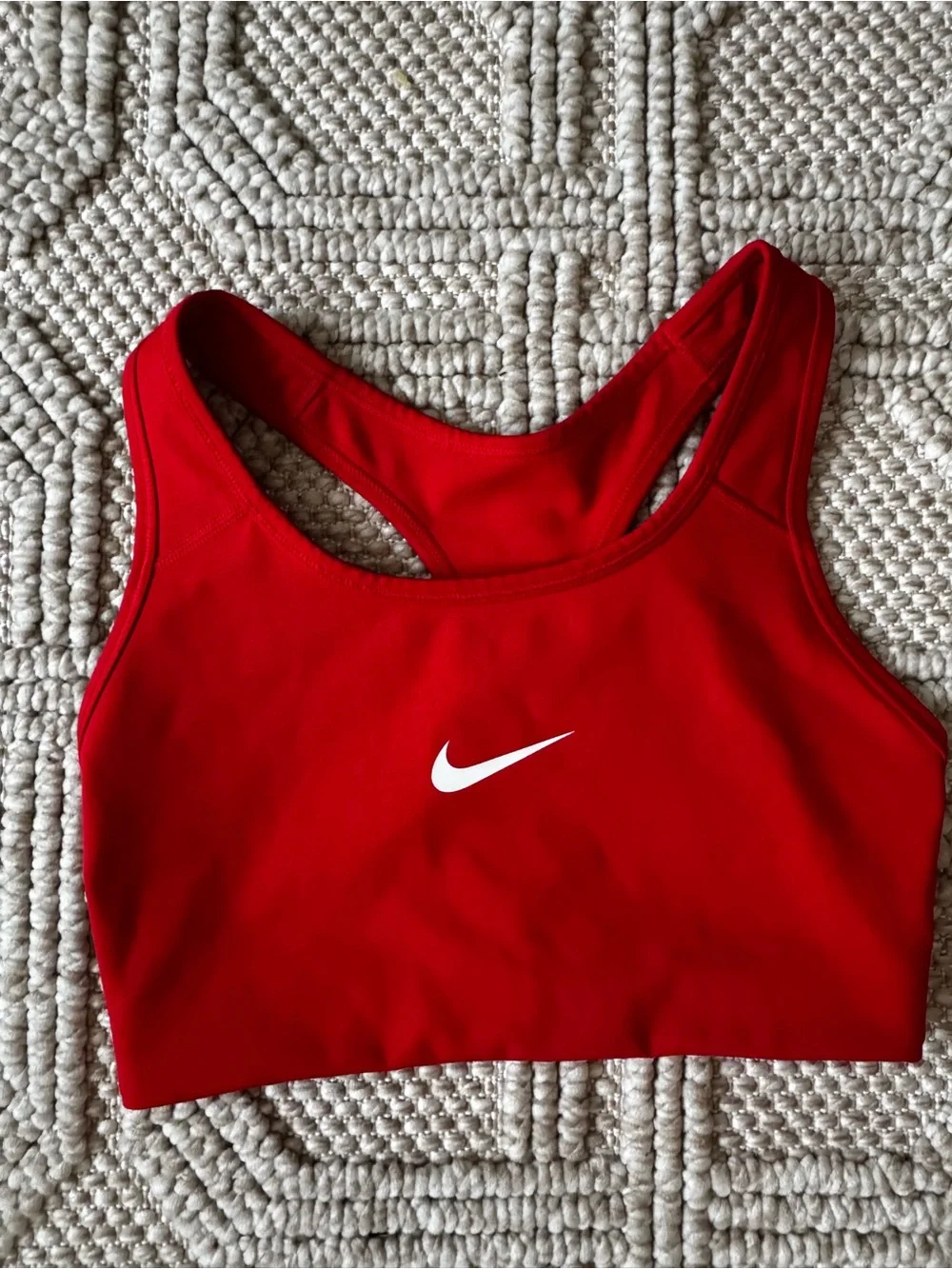 Nike Red Racerback Sports Bra with White Swoosh